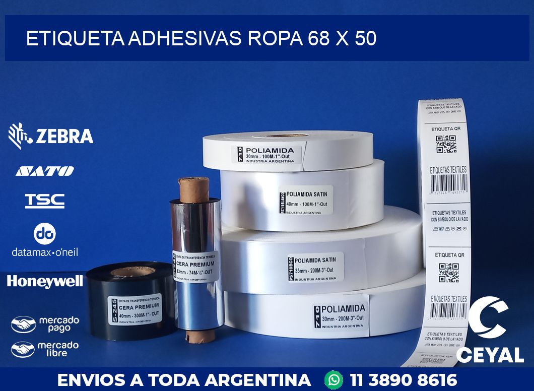 ETIQUETA ADHESIVAS ROPA 68 x 50