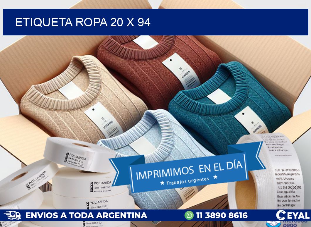 ETIQUETA ROPA 20 x 94
