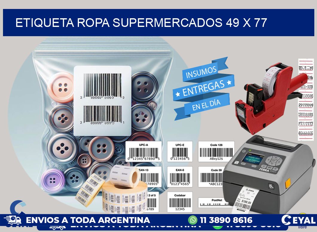 ETIQUETA ROPA SUPERMERCADOS 49 x 77
