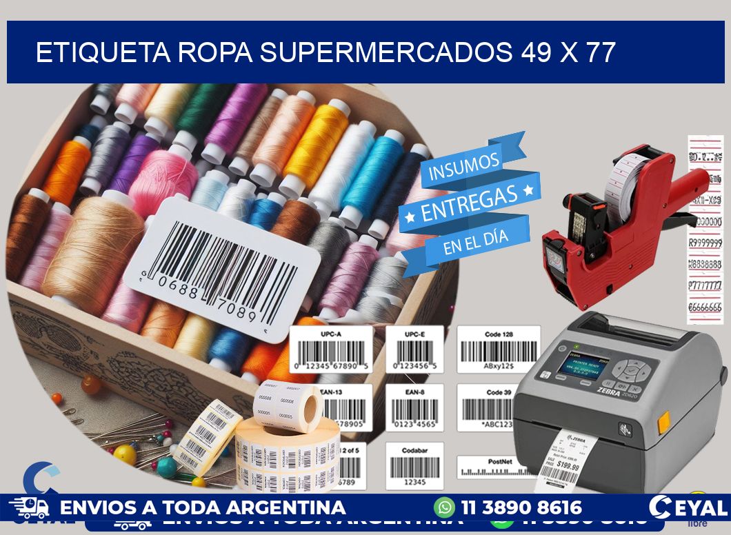 ETIQUETA ROPA SUPERMERCADOS 49 x 77