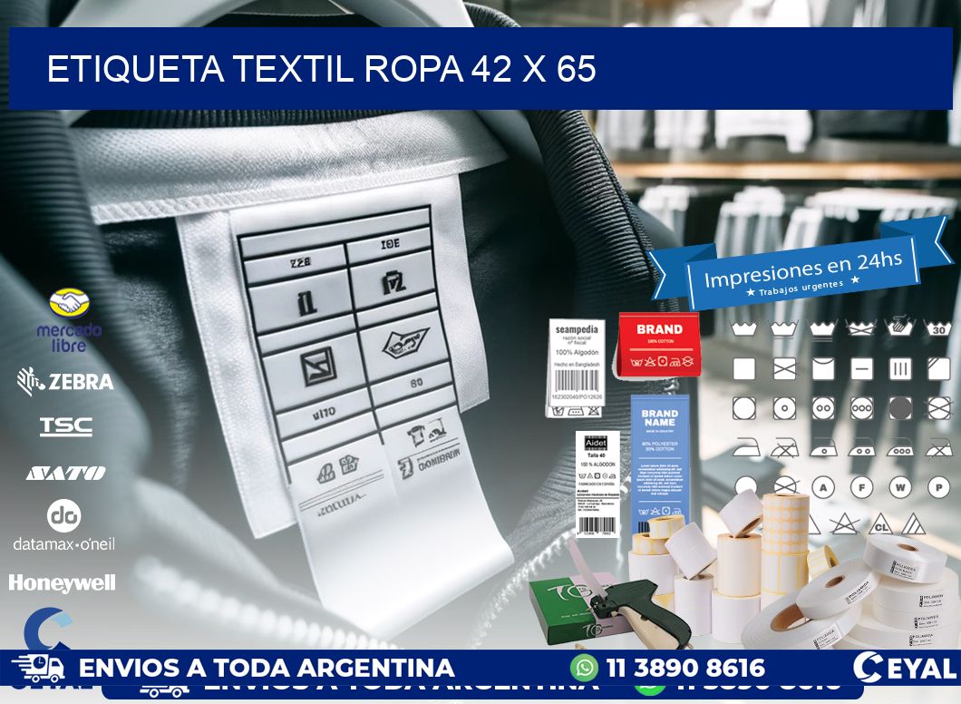 ETIQUETA TEXTIL ROPA 42 x 65