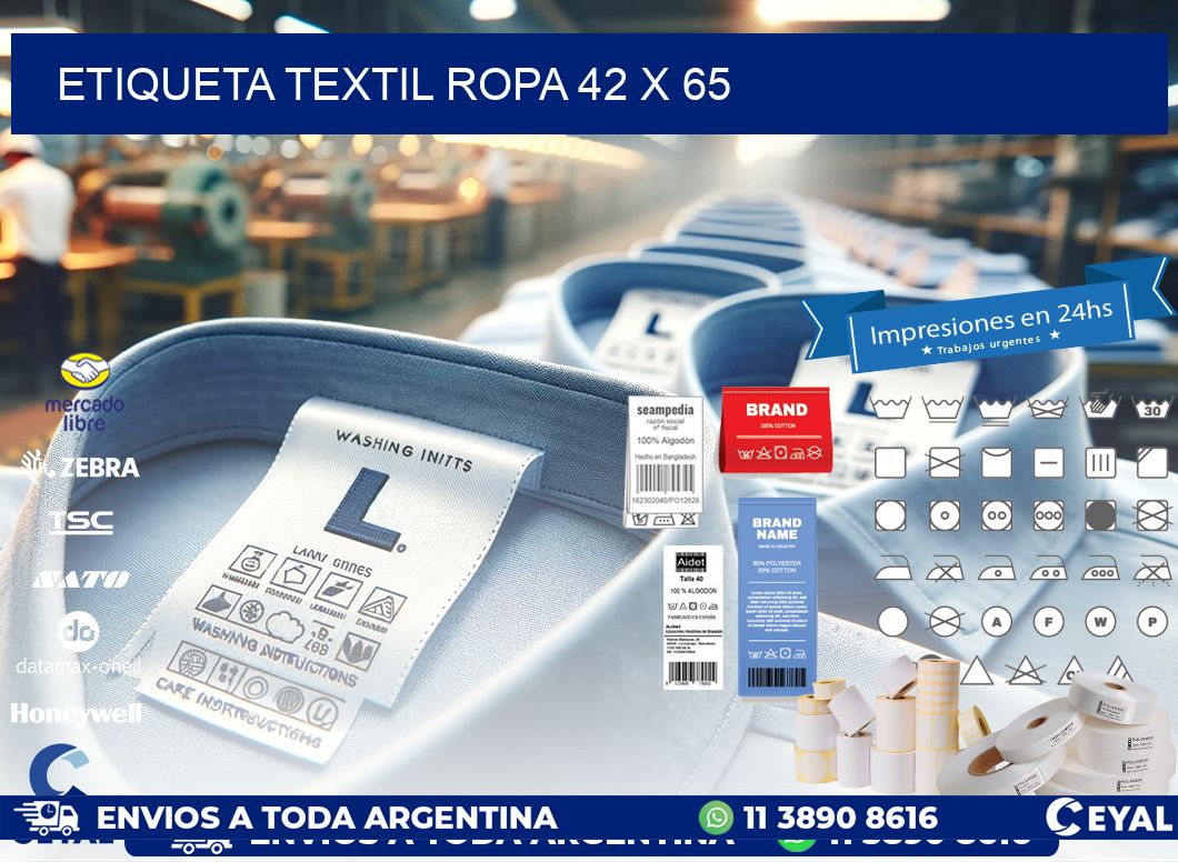 ETIQUETA TEXTIL ROPA 42 x 65