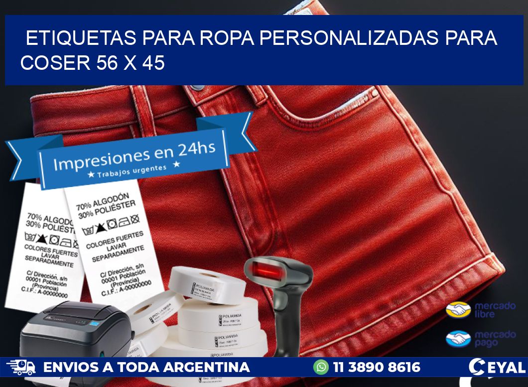 ETIQUETAS PARA ROPA PERSONALIZADAS PARA COSER 56 x 45