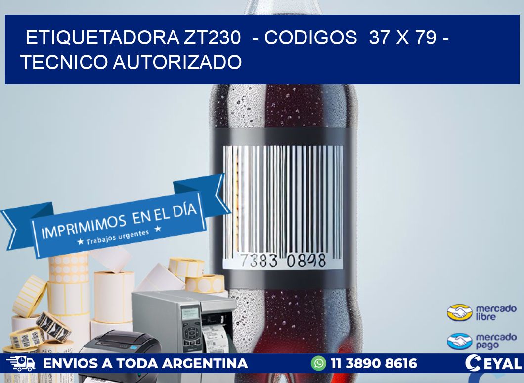ETIQUETADORA ZT230  - CODIGOS  37 x 79 - TECNICO AUTORIZADO