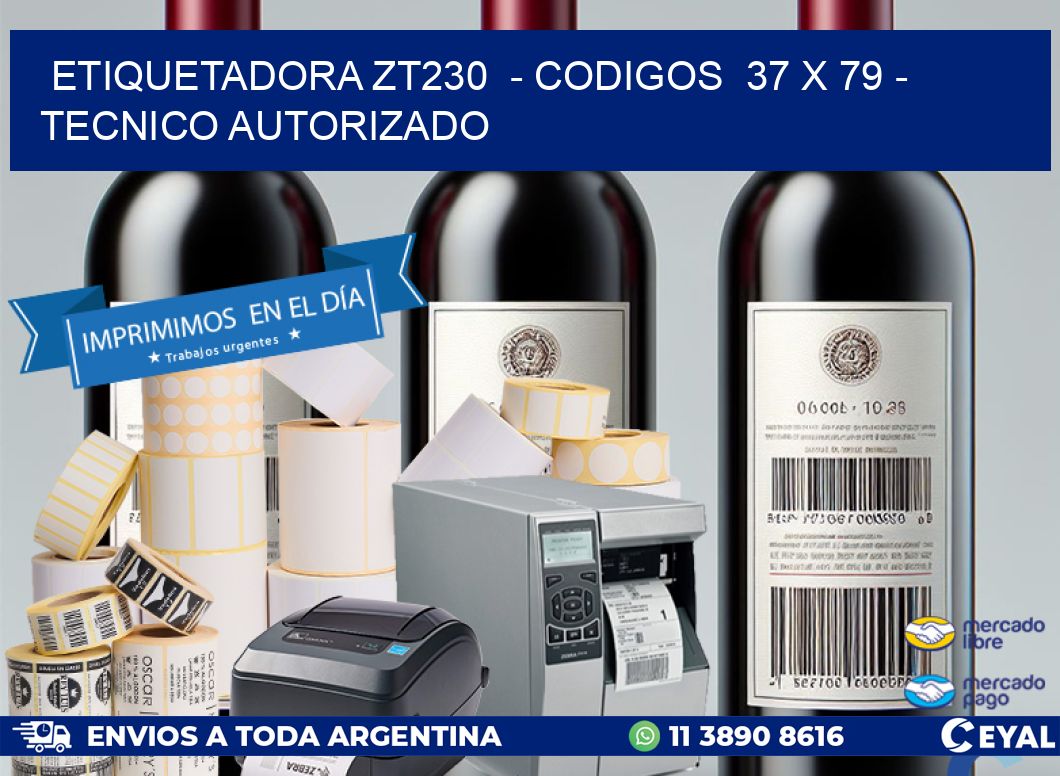 ETIQUETADORA ZT230  - CODIGOS  37 x 79 - TECNICO AUTORIZADO