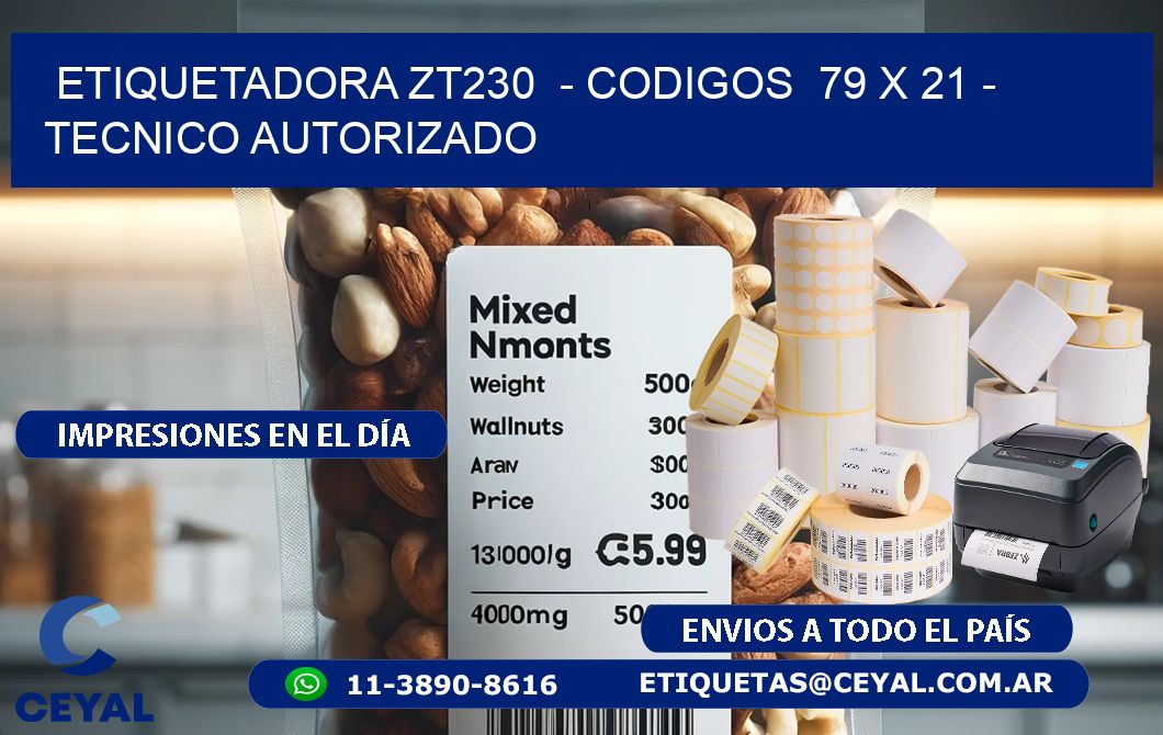 ETIQUETADORA ZT230  - CODIGOS  79 x 21 - TECNICO AUTORIZADO