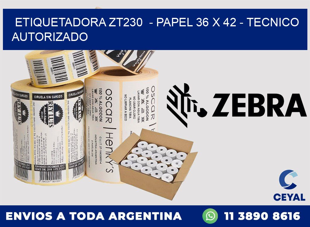 ETIQUETADORA ZT230  - PAPEL 36 x 42 - TECNICO AUTORIZADO