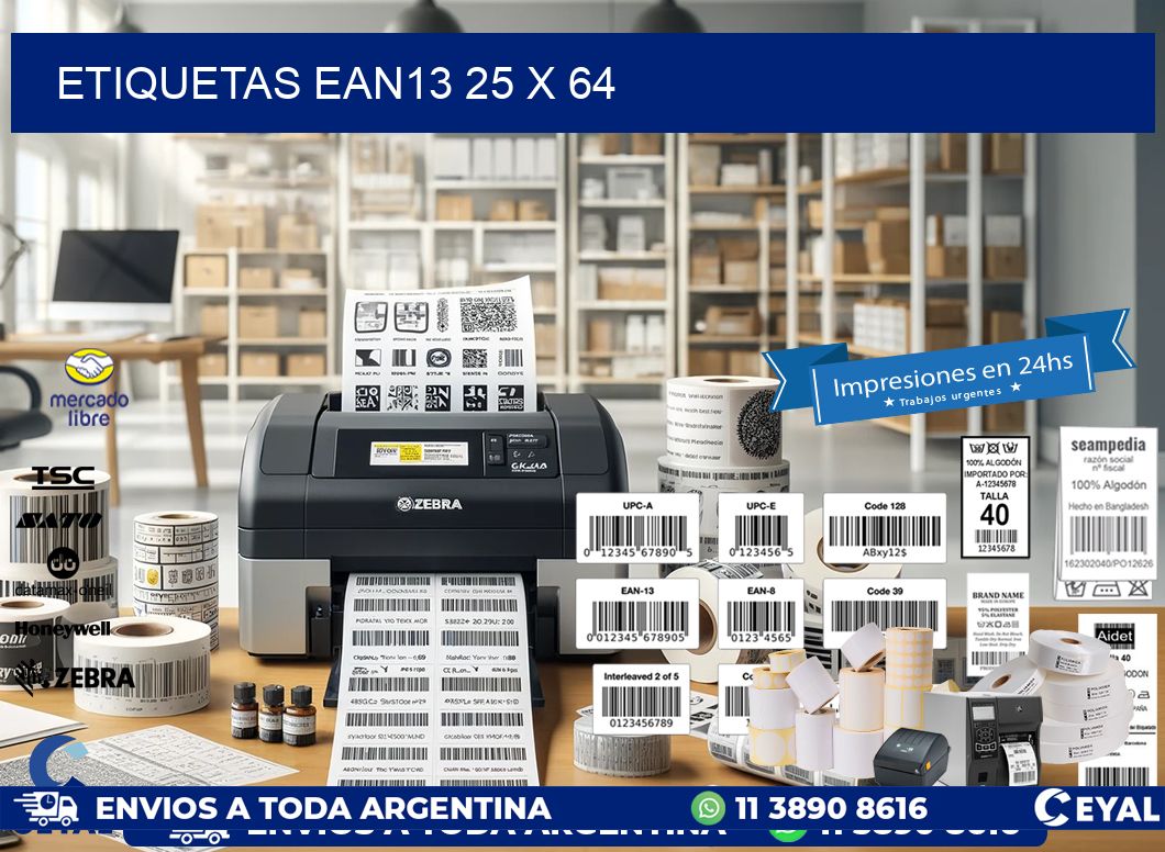 ETIQUETAS EAN13 25 x 64