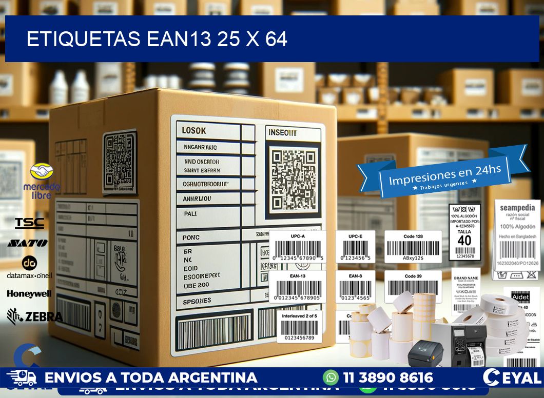 ETIQUETAS EAN13 25 x 64