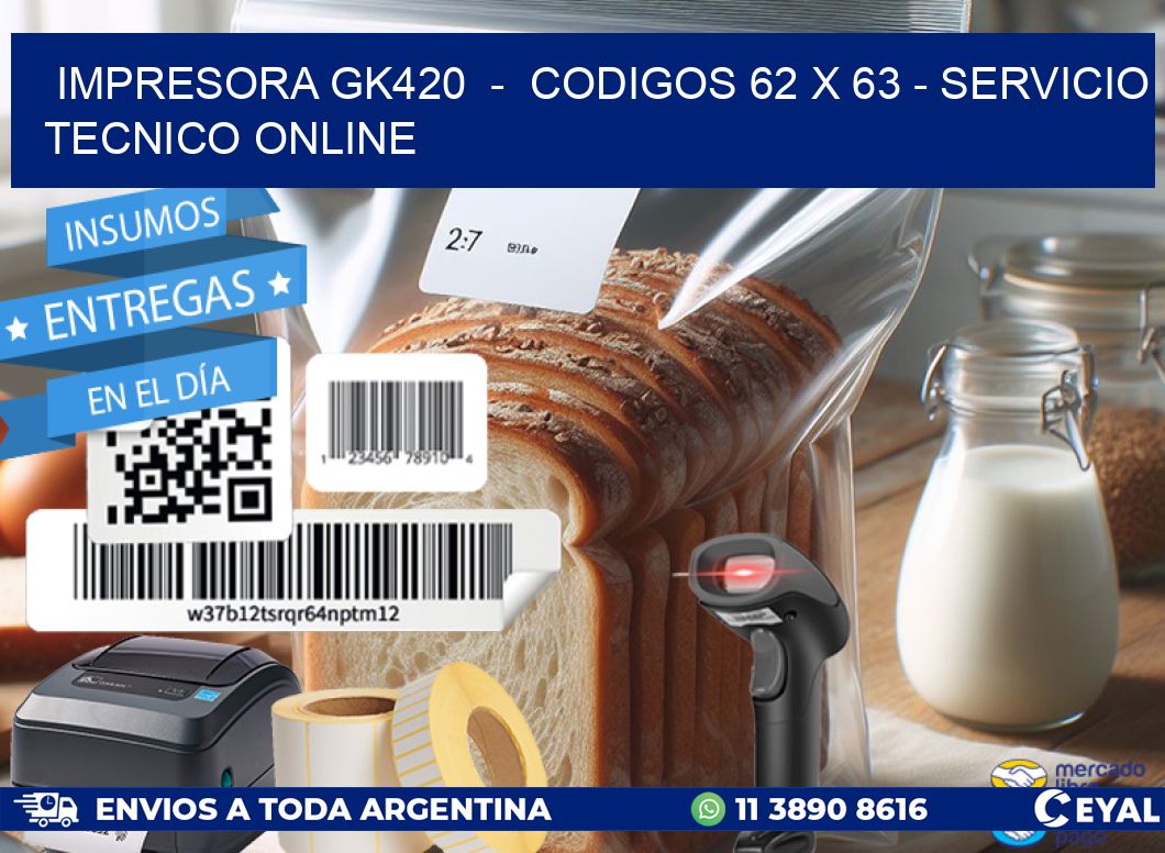 IMPRESORA GK420 - CODIGOS 62 x 63 - SERVICIO TECNICO ONLINE