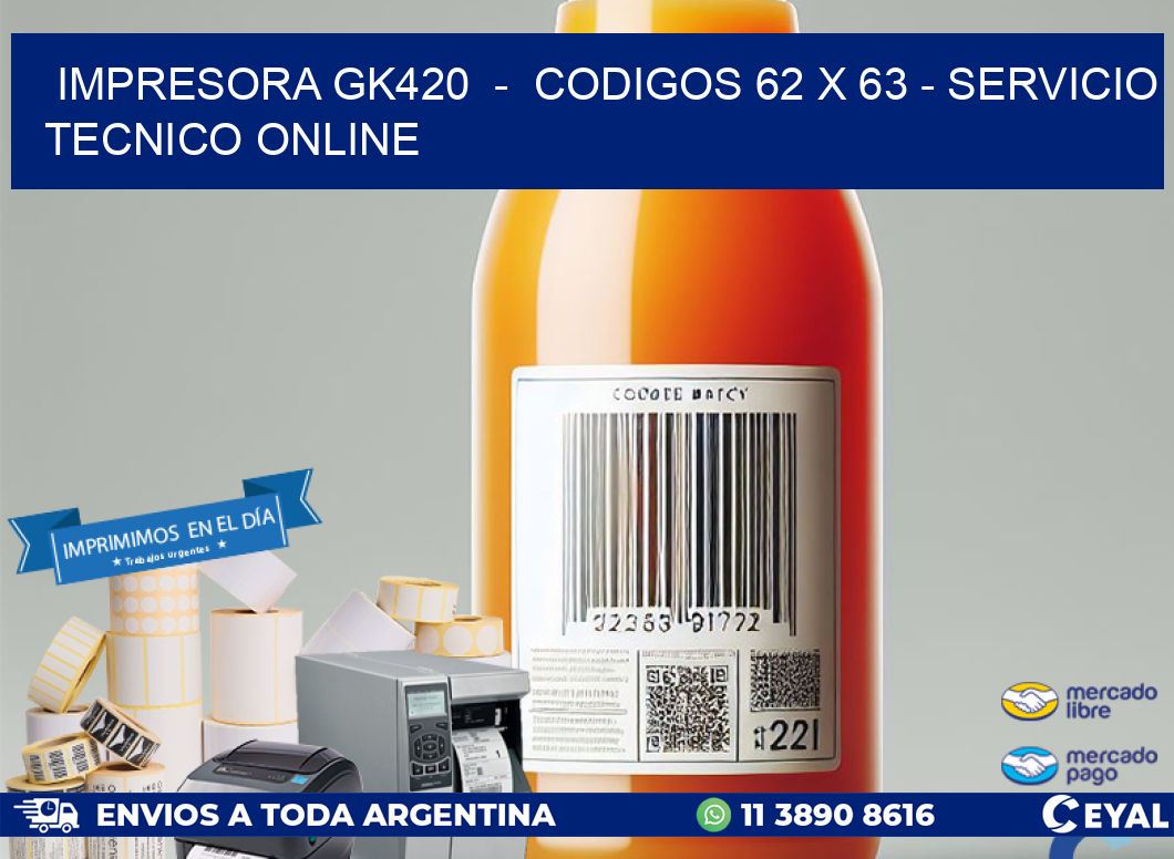 IMPRESORA GK420 - CODIGOS 62 x 63 - SERVICIO TECNICO ONLINE