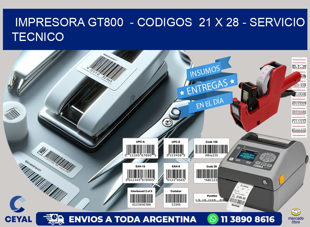 IMPRESORA GT800  - CODIGOS  21 x 28 - SERVICIO TECNICO