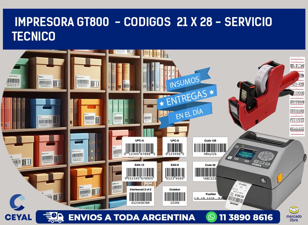 IMPRESORA GT800  - CODIGOS  21 x 28 - SERVICIO TECNICO