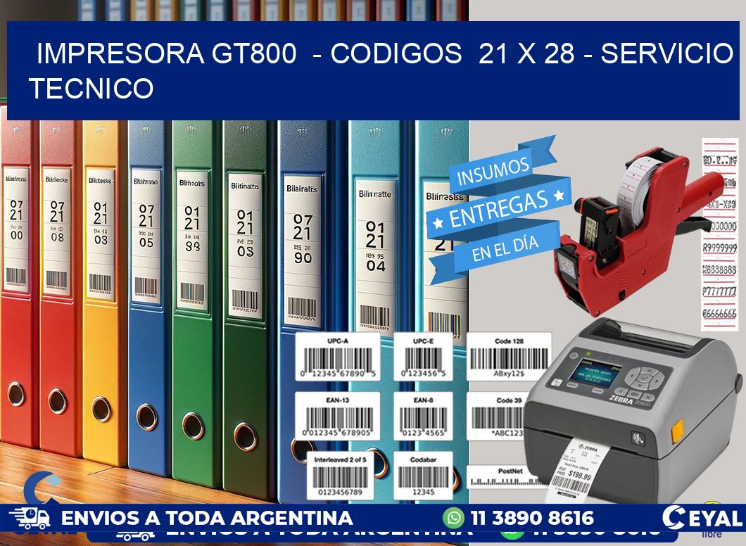 IMPRESORA GT800  - CODIGOS  21 x 28 - SERVICIO TECNICO