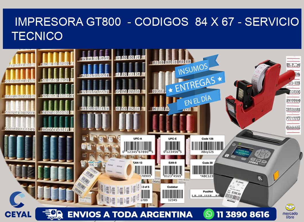 IMPRESORA GT800  - CODIGOS  84 x 67 - SERVICIO TECNICO