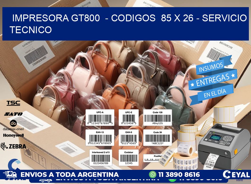 IMPRESORA GT800 - CODIGOS 85 x 26 - SERVICIO TECNICO