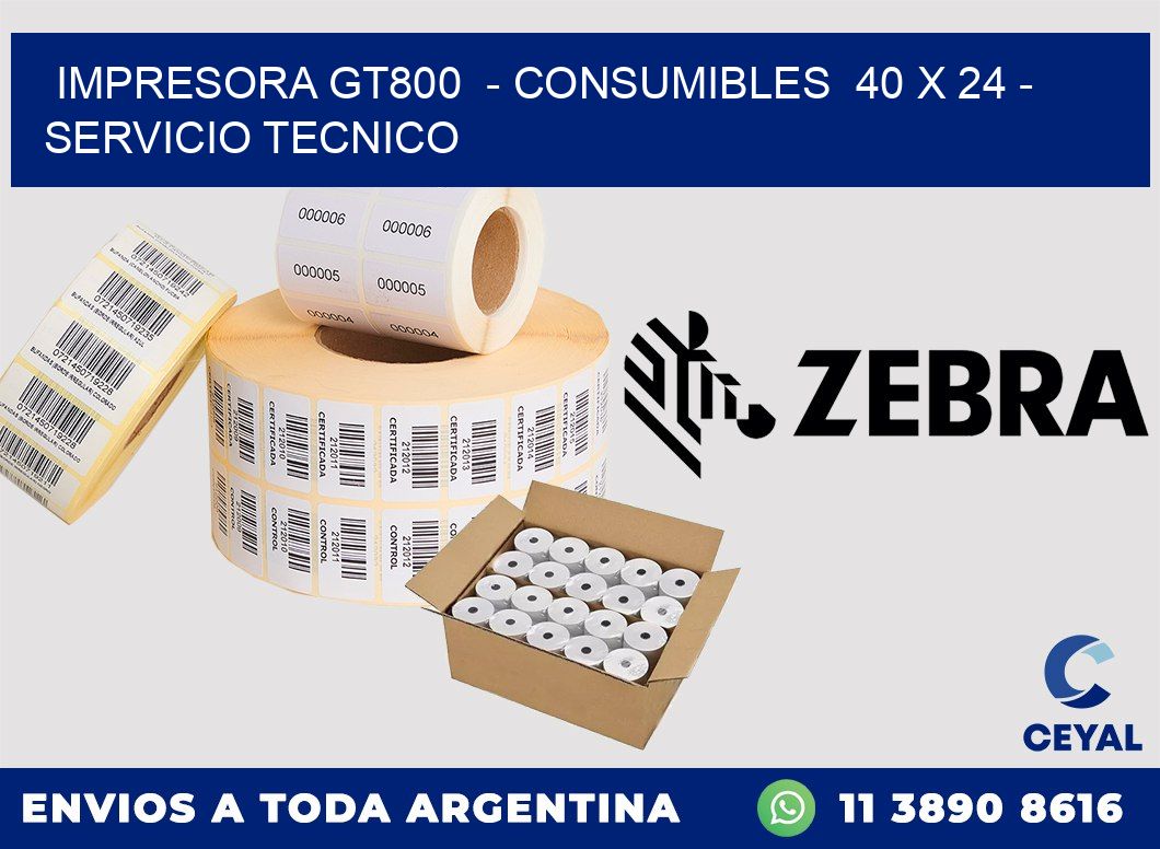IMPRESORA GT800  - CONSUMIBLES  40 x 24 - SERVICIO TECNICO