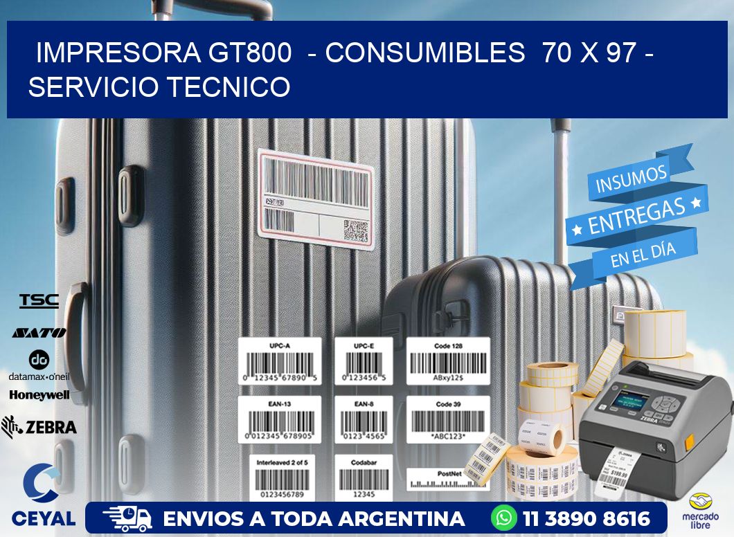 IMPRESORA GT800  - CONSUMIBLES  70 x 97 - SERVICIO TECNICO