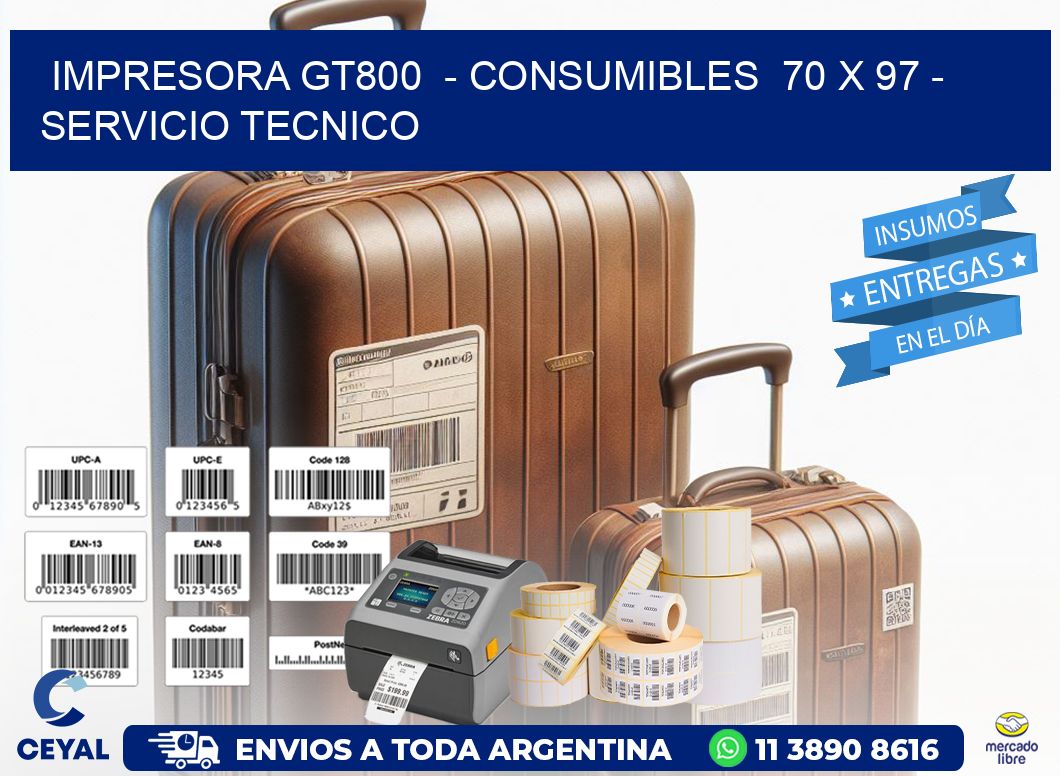 IMPRESORA GT800  - CONSUMIBLES  70 x 97 - SERVICIO TECNICO