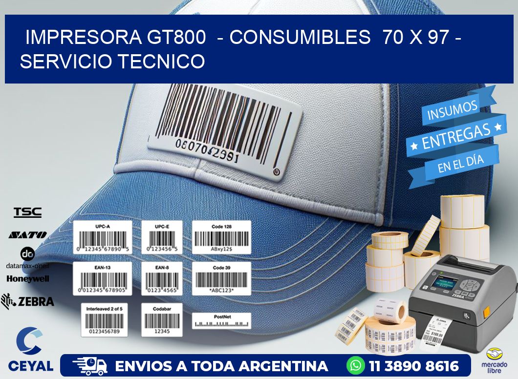 IMPRESORA GT800  - CONSUMIBLES  70 x 97 - SERVICIO TECNICO
