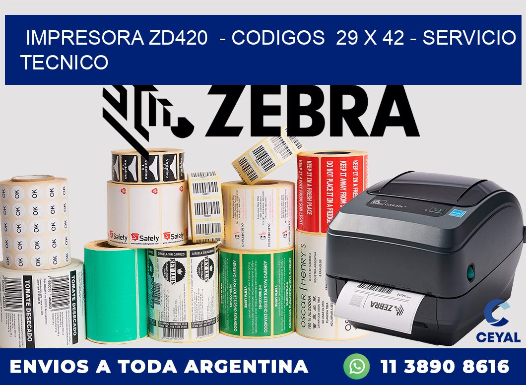 IMPRESORA ZD420  - CODIGOS  29 x 42 - SERVICIO TECNICO