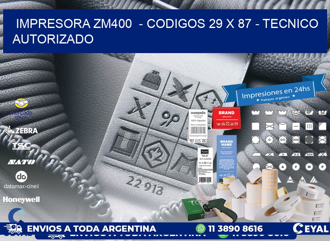 IMPRESORA ZM400  – CODIGOS 29 x 87 – TECNICO AUTORIZADO