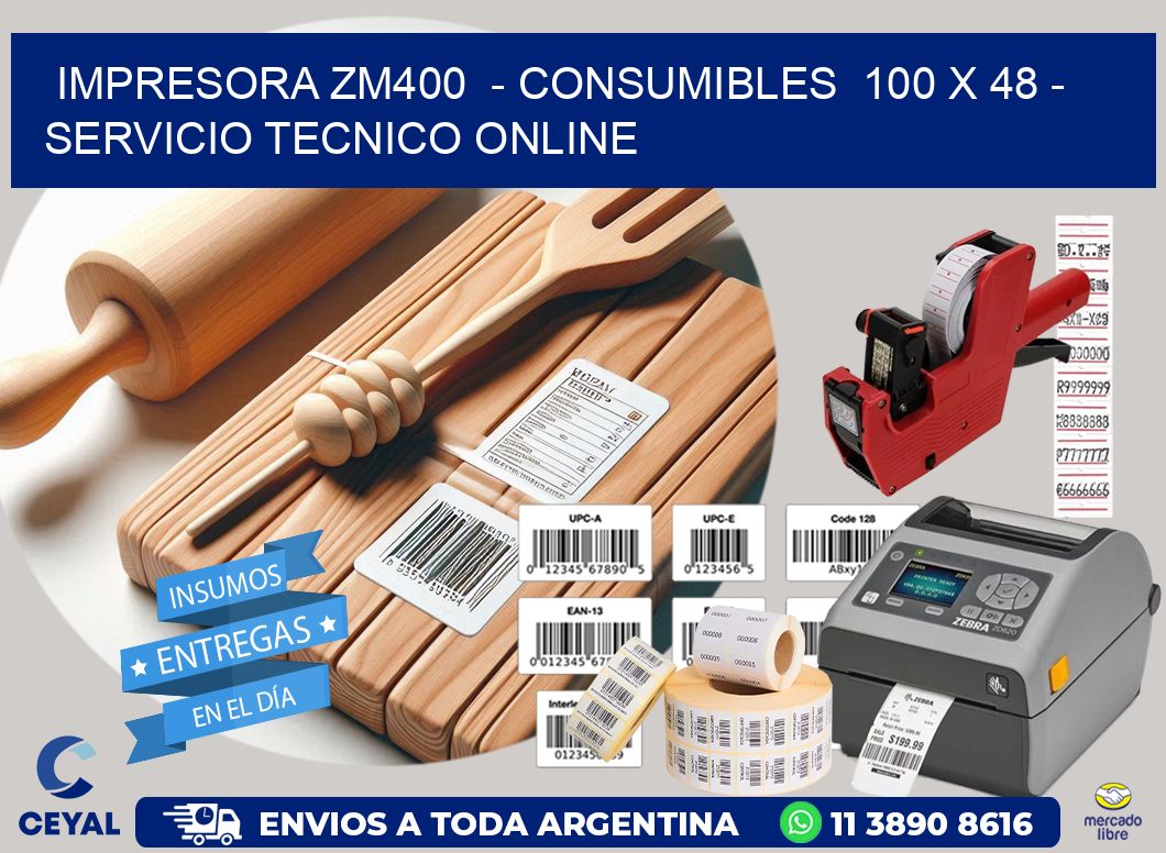 IMPRESORA ZM400 - CONSUMIBLES 100 x 48 - SERVICIO TECNICO ONLINE