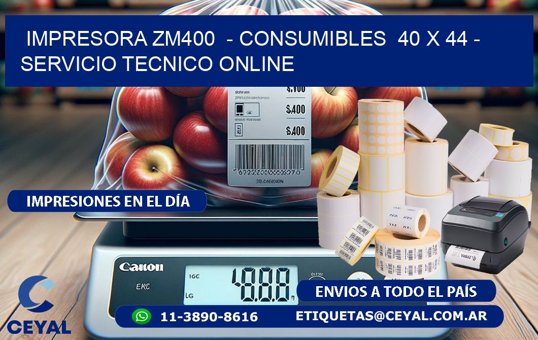 IMPRESORA ZM400  - CONSUMIBLES  40 x 44 - SERVICIO TECNICO ONLINE