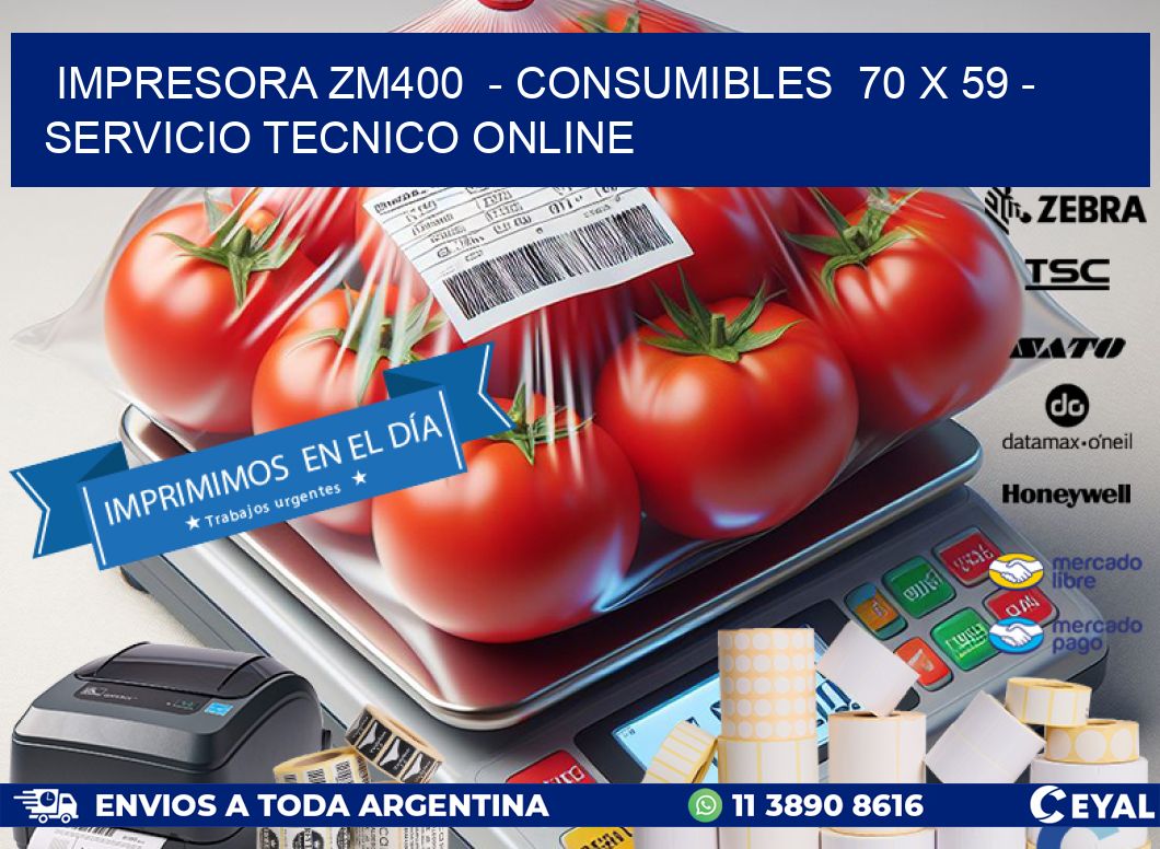 IMPRESORA ZM400 - CONSUMIBLES 70 x 59 - SERVICIO TECNICO ONLINE