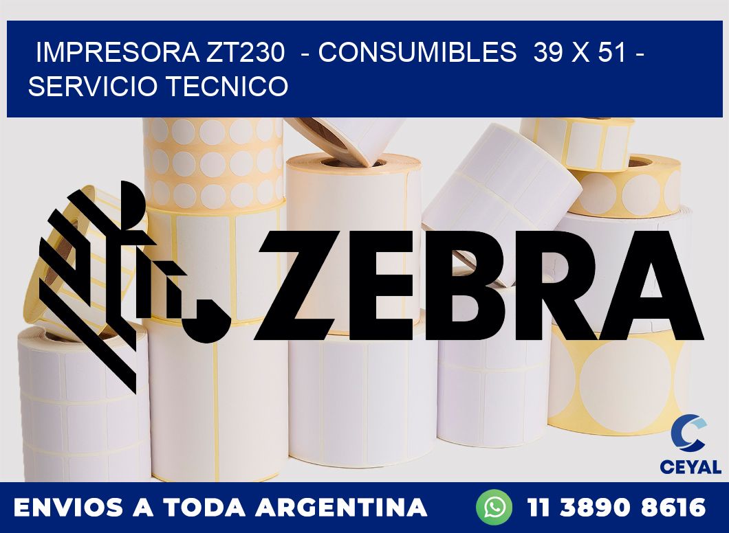 IMPRESORA ZT230  - CONSUMIBLES  39 x 51 - SERVICIO TECNICO