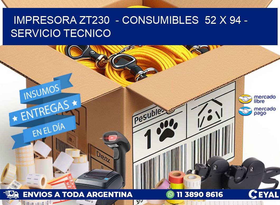 IMPRESORA ZT230  - CONSUMIBLES  52 x 94 - SERVICIO TECNICO
