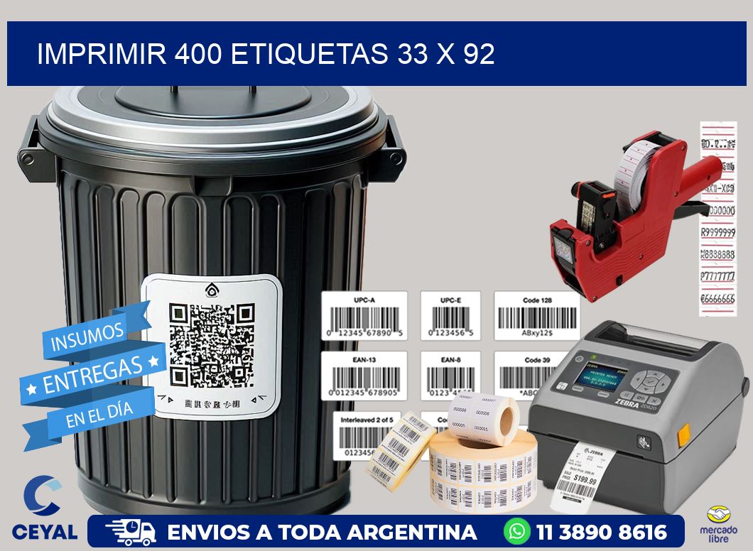IMPRIMIR 400 ETIQUETAS 33 x 92