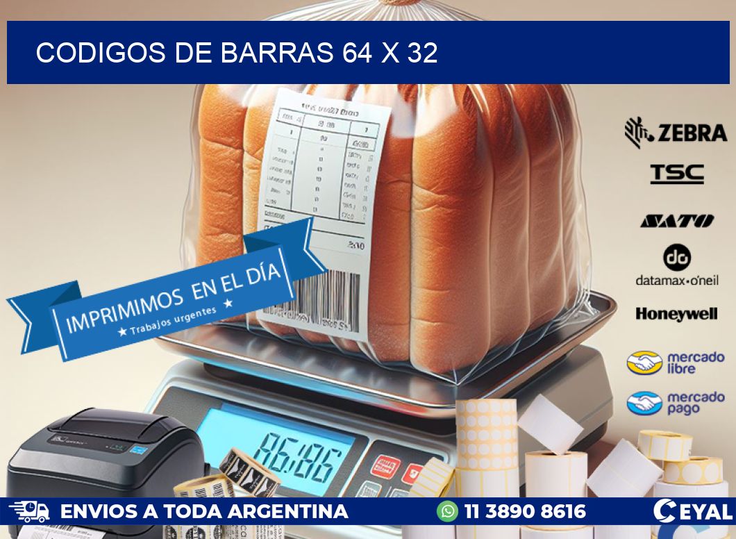 codigos de barras 64 x 32