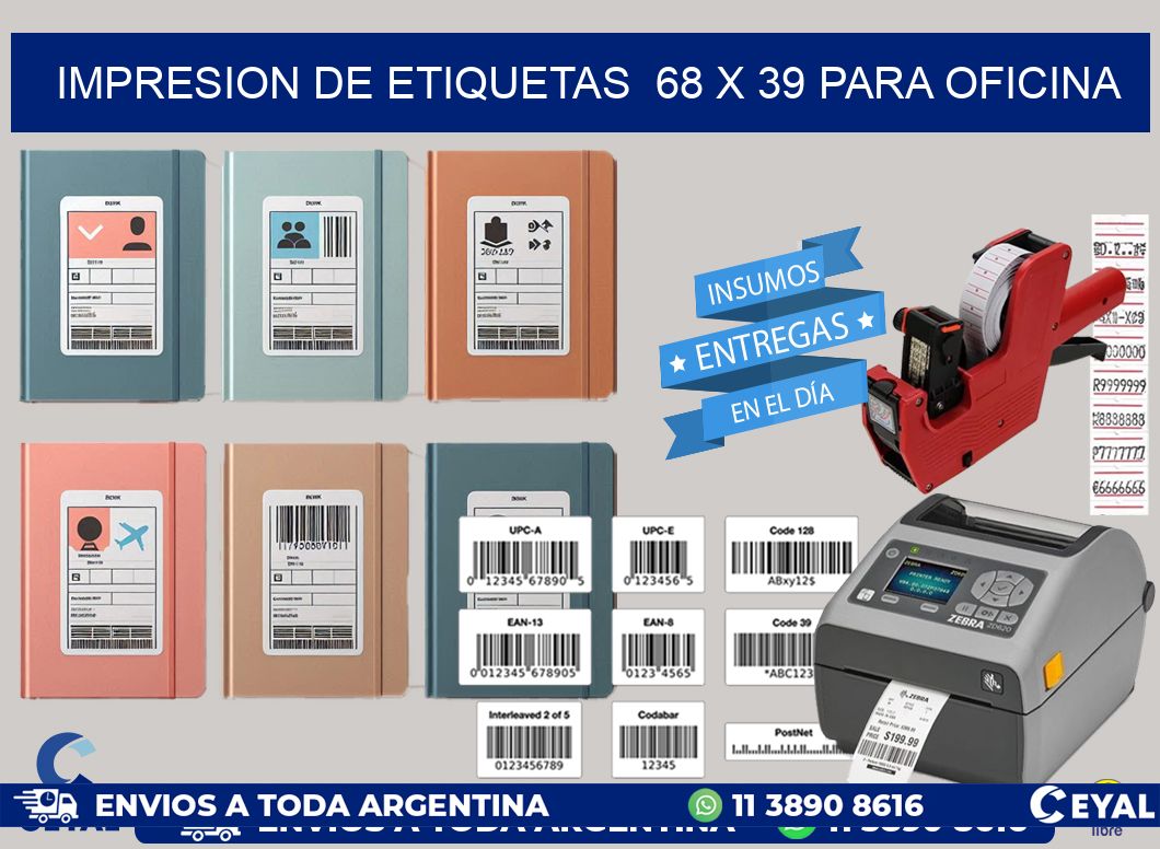 impresion de etiquetas  68 x 39 para oficina