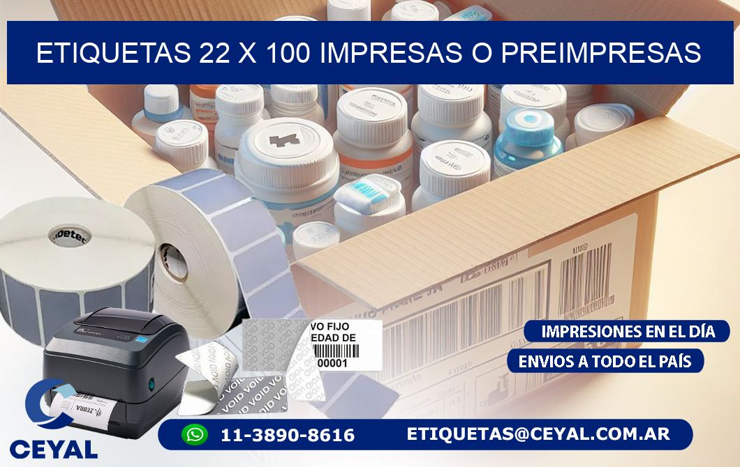 ETIQUETAS 22 x 100 IMPRESAS O PREIMPRESAS