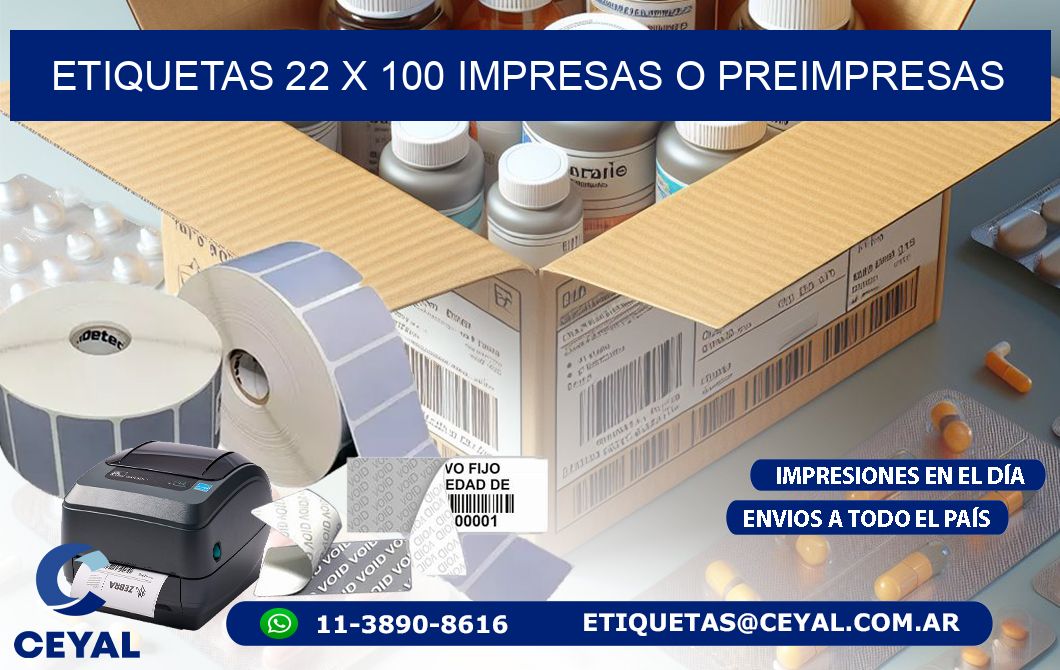 ETIQUETAS 22 x 100 IMPRESAS O PREIMPRESAS