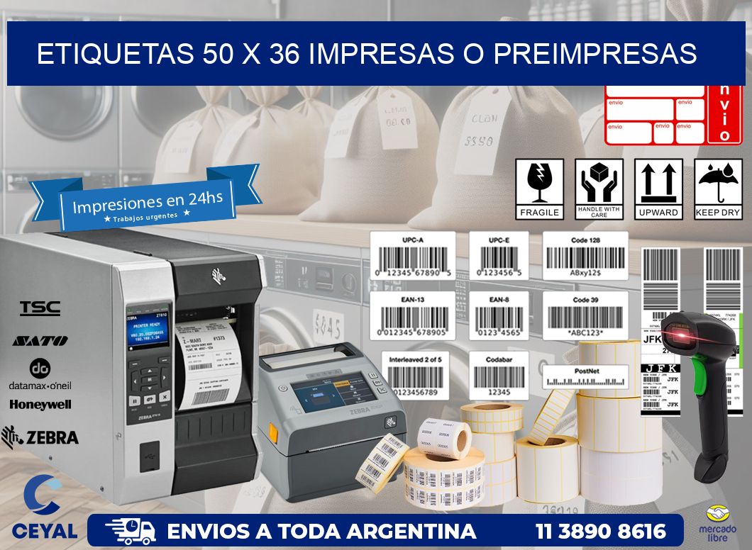 ETIQUETAS 50 x 36 IMPRESAS O PREIMPRESAS