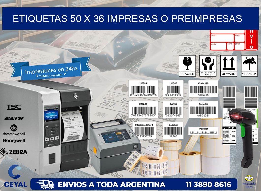 ETIQUETAS 50 x 36 IMPRESAS O PREIMPRESAS