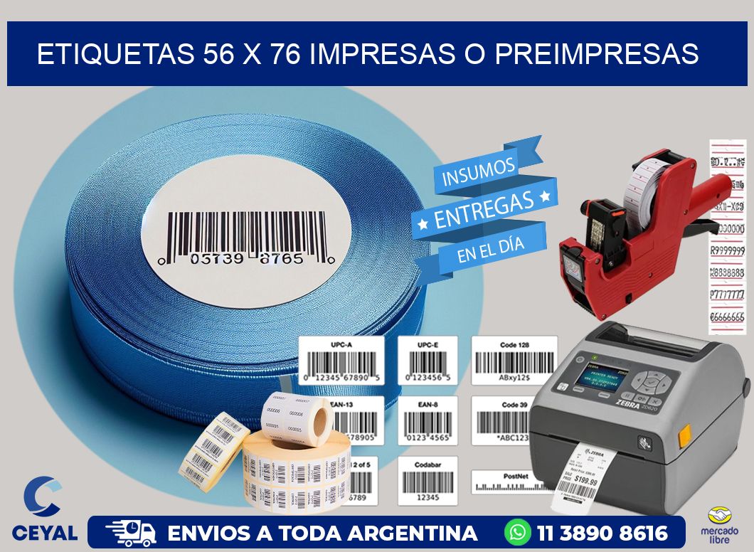 ETIQUETAS 56 x 76 IMPRESAS O PREIMPRESAS