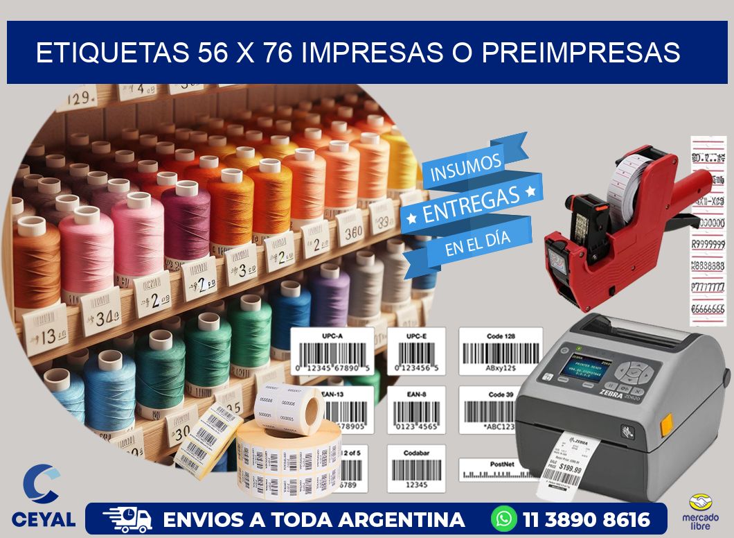 ETIQUETAS 56 x 76 IMPRESAS O PREIMPRESAS