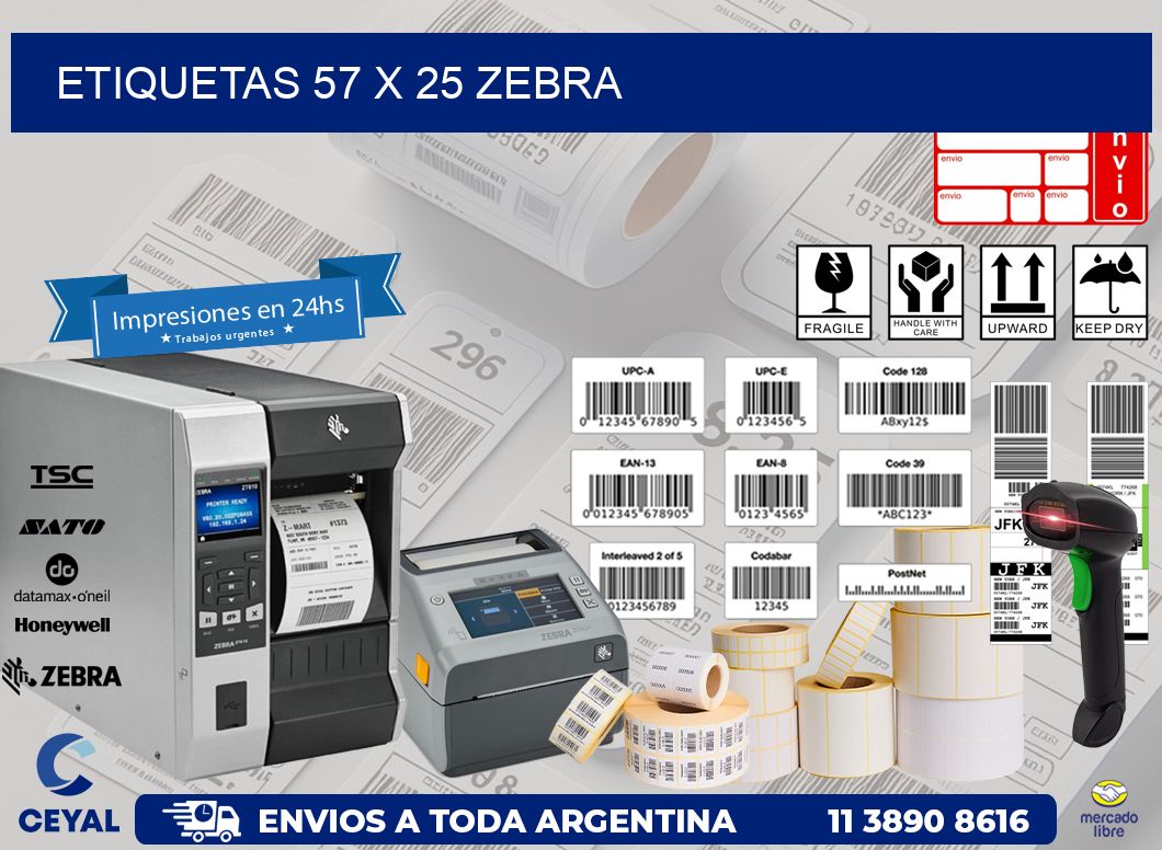 ETIQUETAS 57 x 25 ZEBRA
