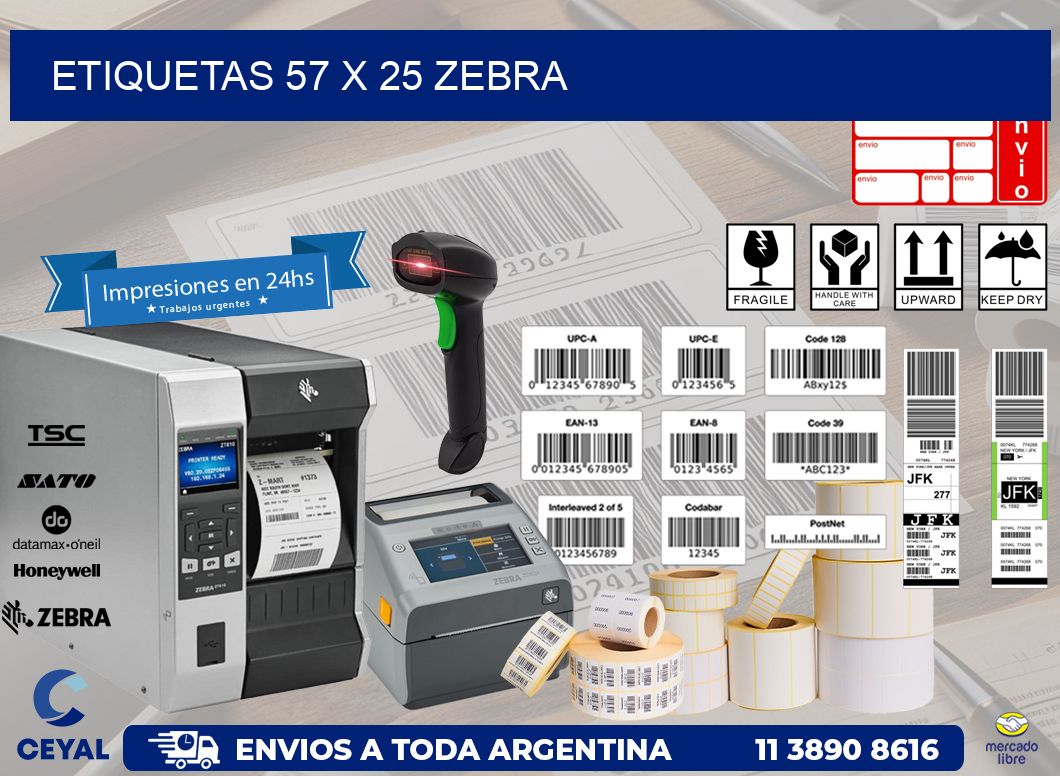 ETIQUETAS 57 x 25 ZEBRA