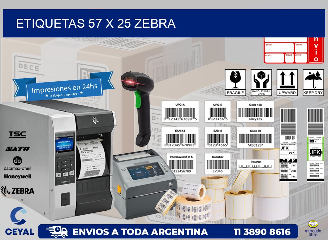 ETIQUETAS 57 x 25 ZEBRA