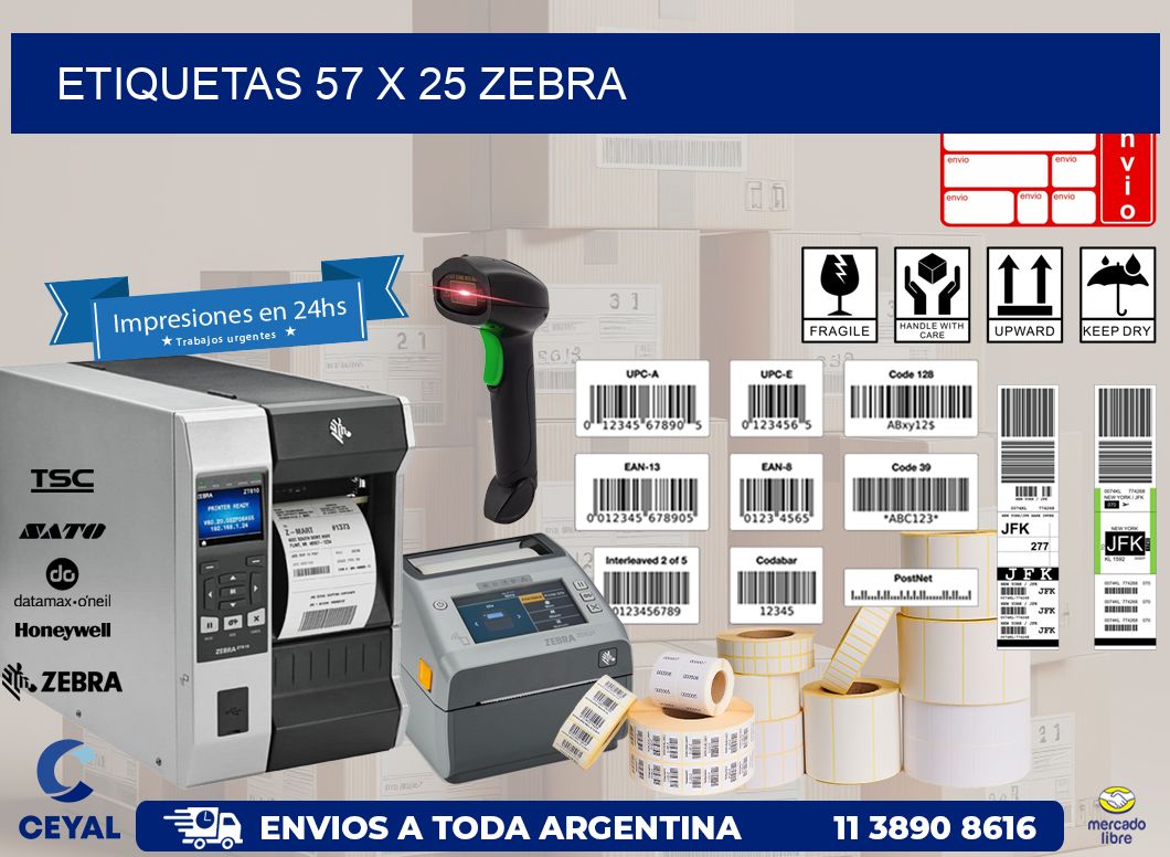 ETIQUETAS 57 x 25 ZEBRA