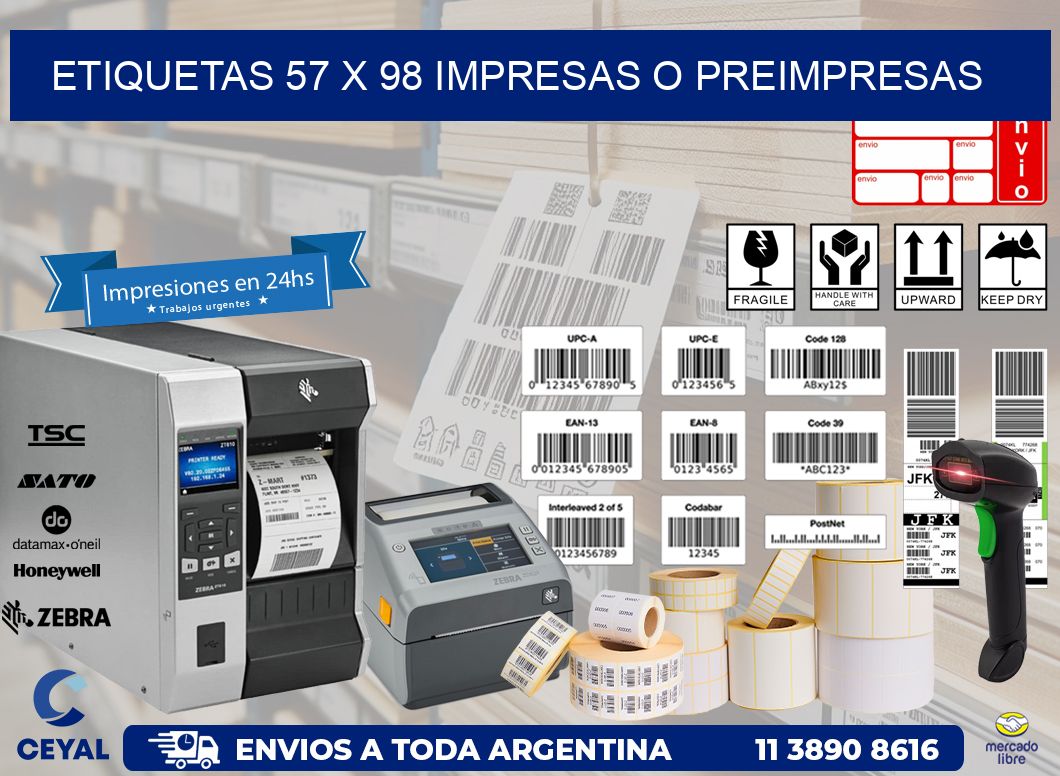 ETIQUETAS 57 x 98 IMPRESAS O PREIMPRESAS