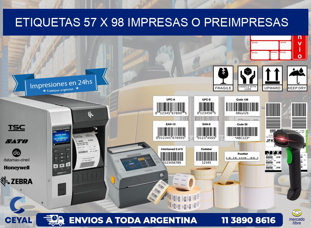 ETIQUETAS 57 x 98 IMPRESAS O PREIMPRESAS