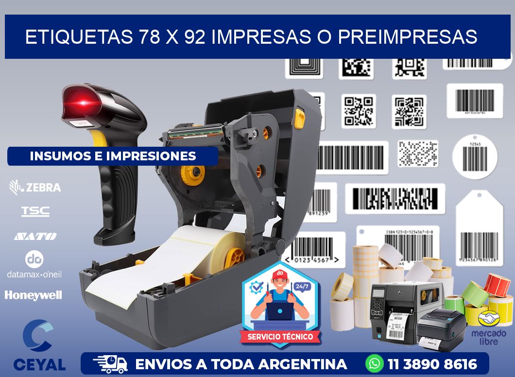 ETIQUETAS 78 x 92 IMPRESAS O PREIMPRESAS