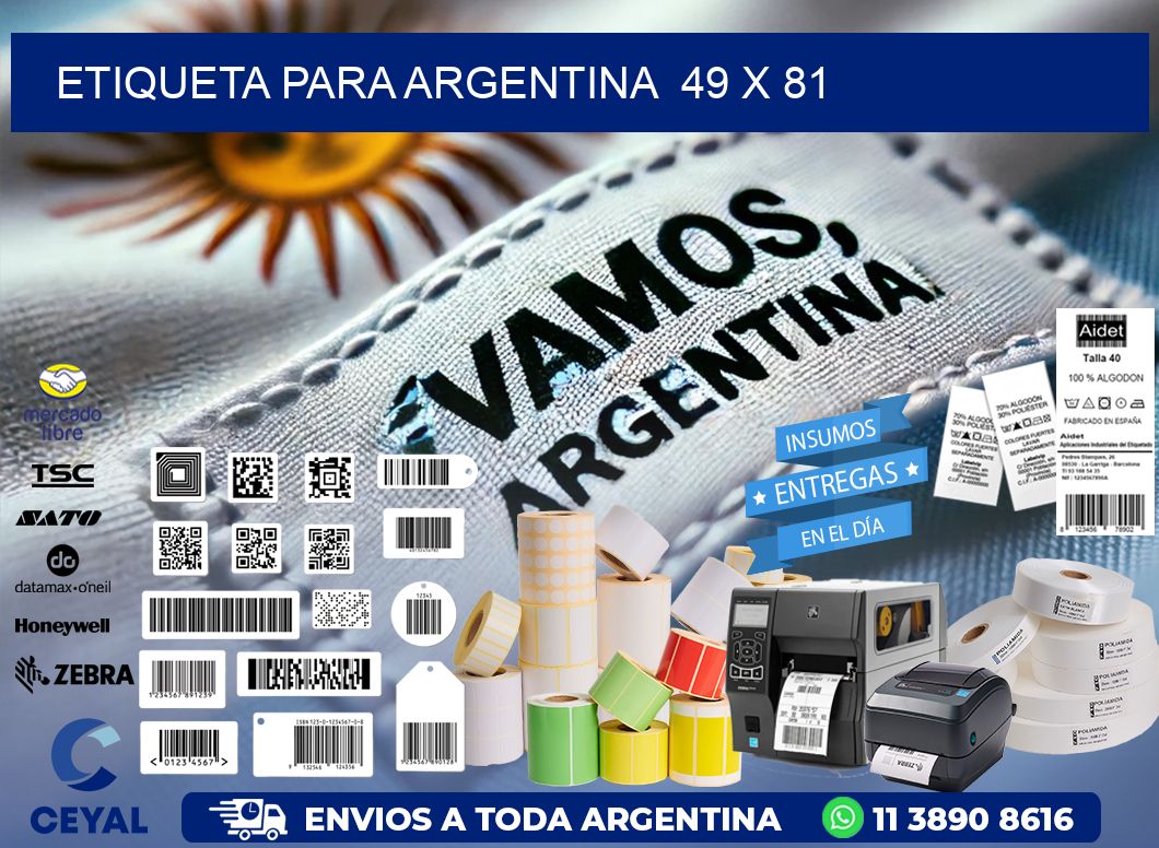 etiqueta para Argentina  49 x 81