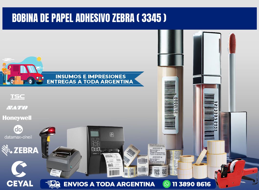 BOBINA DE PAPEL ADHESIVO ZEBRA ( 3345 )