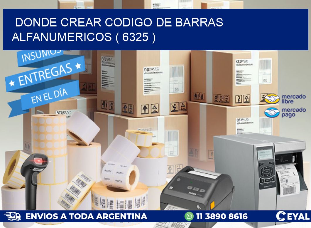 DONDE CREAR CODIGO DE BARRAS ALFANUMERICOS ( 6325 )